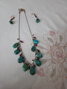 Faux Turquoise Necklace and Earring Set